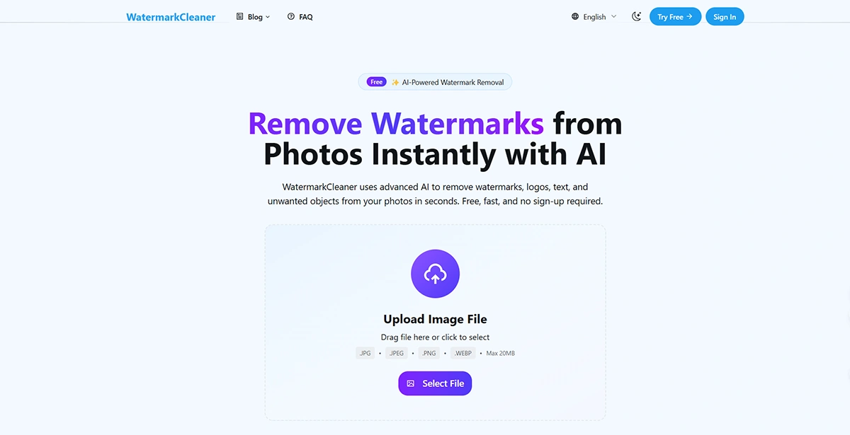 上传图片到 watermarkcleaner.com 的步骤界面